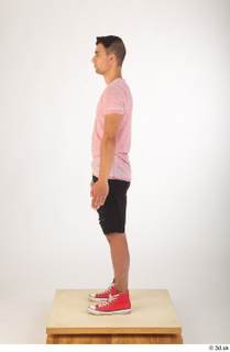  Colin black shorts clothing pink t shirt red shoes standing whole body 0003.jpg